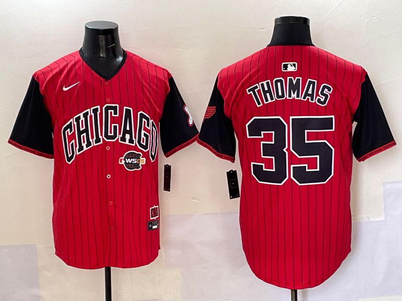 Men 2025 Chicago White Sox #35 Thomas Red Stripe Joint Name Nike MLB Jersey style 42->chicago white sox->MLB Jersey